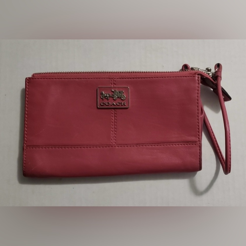 Coach pink leather wristlet wallet